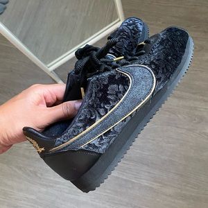 RARE black and gold velvet sneakers